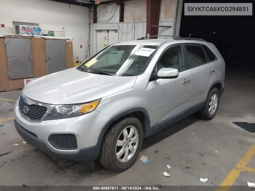 2012 Kia Sorento Lx VIN: 5XYKTCA6XCG294851 Lot: 40087911