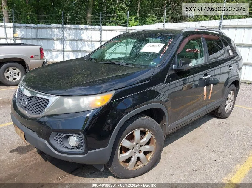 2012 Kia Sorento Lx VIN: 5XYKT4A68CG237375 Lot: 40100931