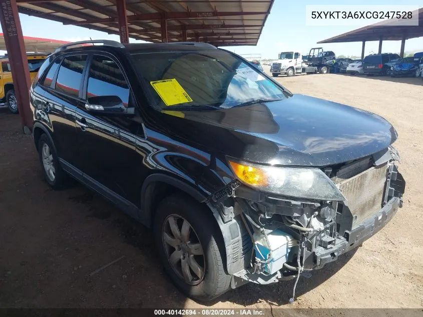 2012 Kia Sorento Lx VIN: 5XYKT3A6XCG247528 Lot: 40142694