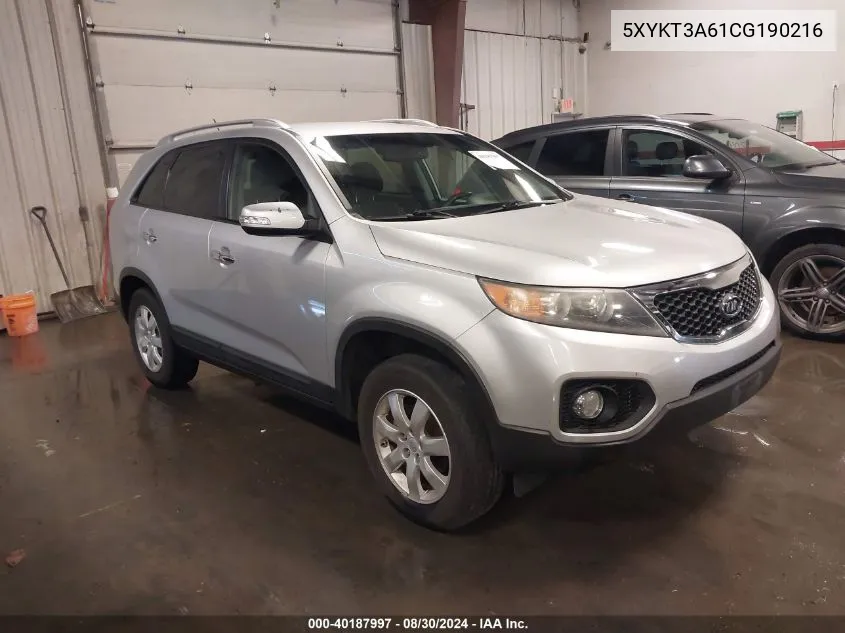 2012 Kia Sorento Lx VIN: 5XYKT3A61CG190216 Lot: 40187997