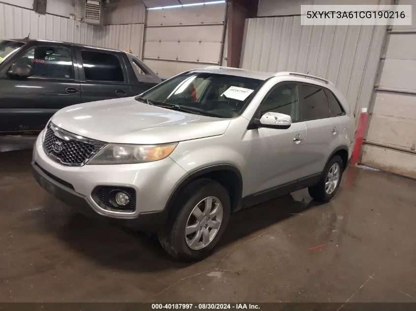 2012 Kia Sorento Lx VIN: 5XYKT3A61CG190216 Lot: 40187997