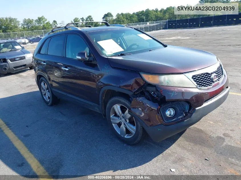 2012 Kia Sorento Ex V6 VIN: 5XYKU4A23CG204939 Lot: 40206596