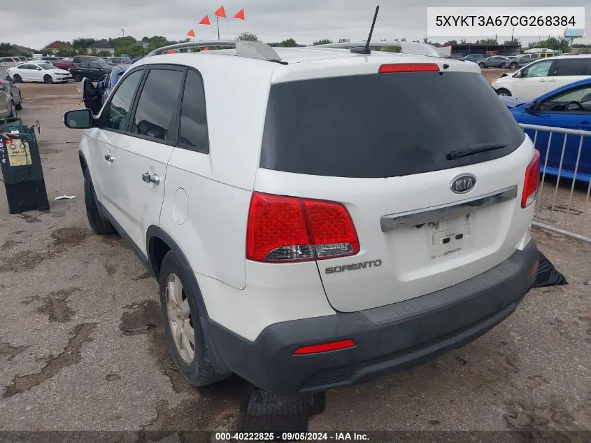 2012 Kia Sorento Lx VIN: 5XYKT3A67CG268384 Lot: 40222825