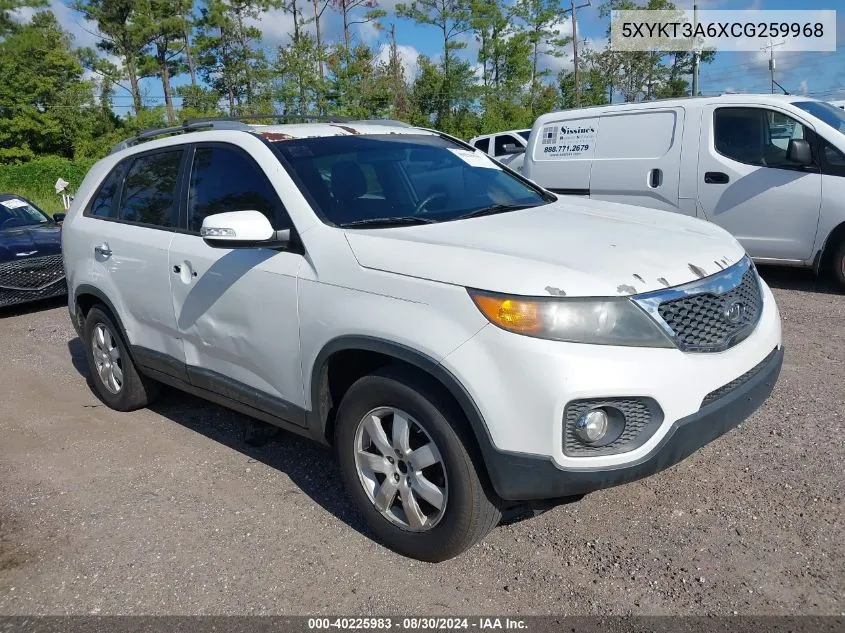 2012 Kia Sorento Lx VIN: 5XYKT3A6XCG259968 Lot: 40225983