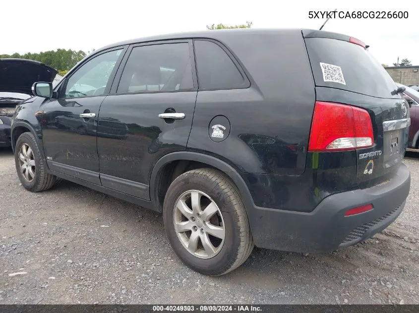 2012 Kia Sorento Lx VIN: 5XYKTCA68CG226600 Lot: 40248523