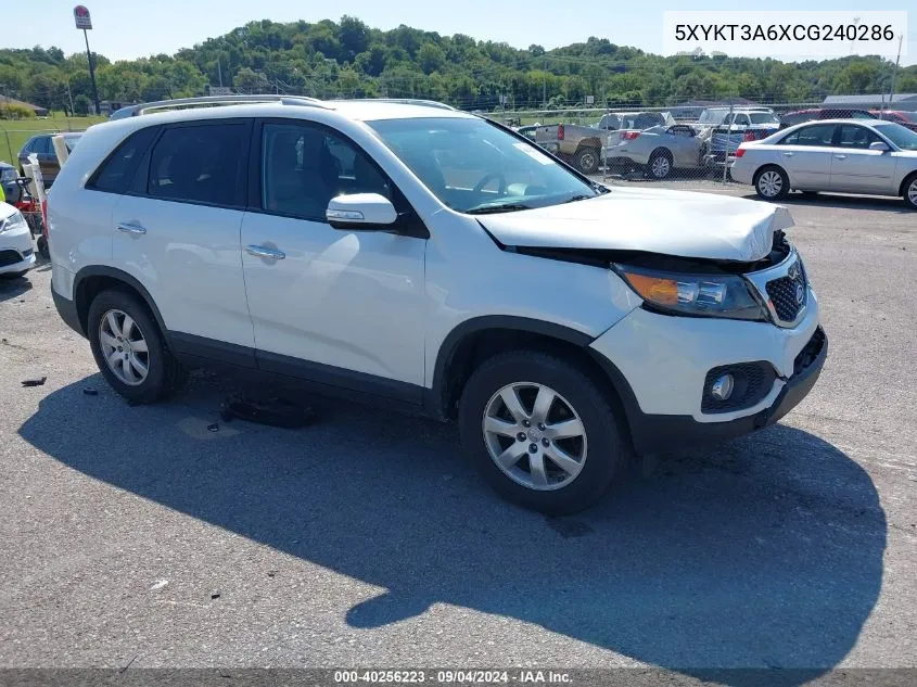 2012 Kia Sorento Lx VIN: 5XYKT3A6XCG240286 Lot: 40256223