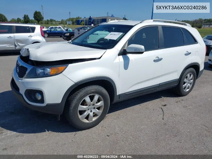 2012 Kia Sorento Lx VIN: 5XYKT3A6XCG240286 Lot: 40256223