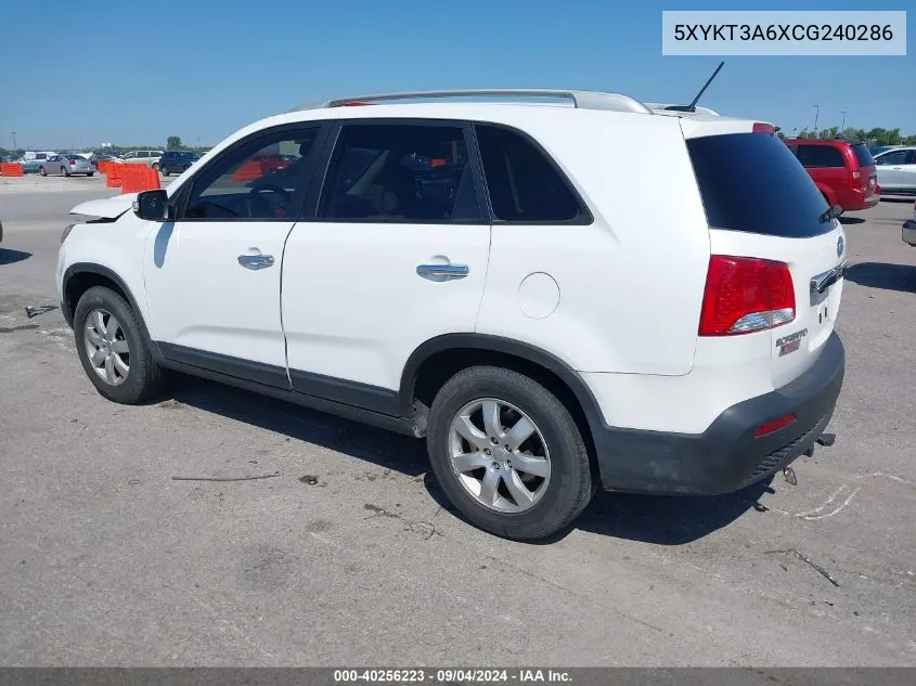 2012 Kia Sorento Lx VIN: 5XYKT3A6XCG240286 Lot: 40256223