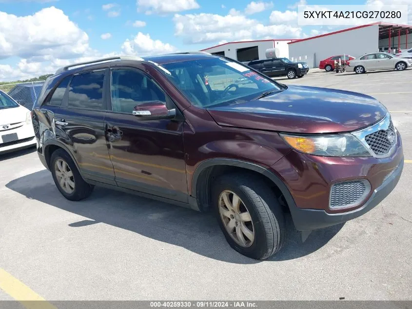 2012 Kia Sorento Lx V6 VIN: 5XYKT4A21CG270280 Lot: 40259330