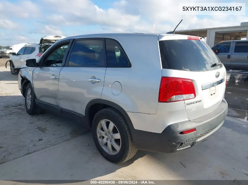 2012 Kia Sorento Lx VIN: 5XYKT3A1XCG234167 Lot: 40290438