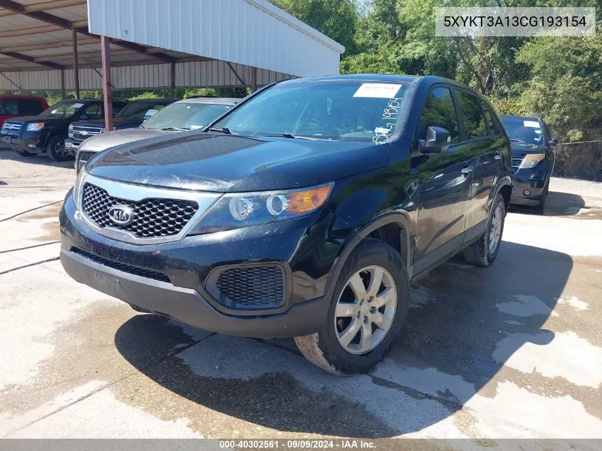 2012 Kia Sorento Lx VIN: 5XYKT3A13CG193154 Lot: 40302561