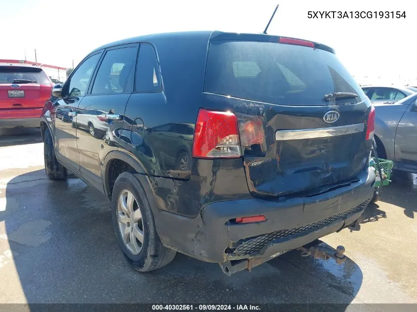 2012 Kia Sorento Lx VIN: 5XYKT3A13CG193154 Lot: 40302561