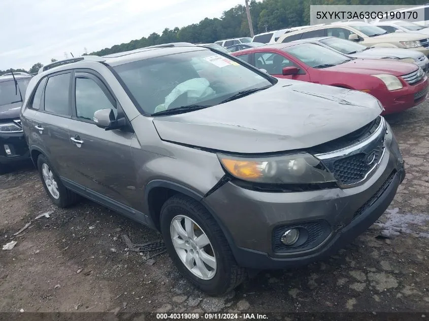 5XYKT3A63CG190170 2012 Kia Sorento Lx