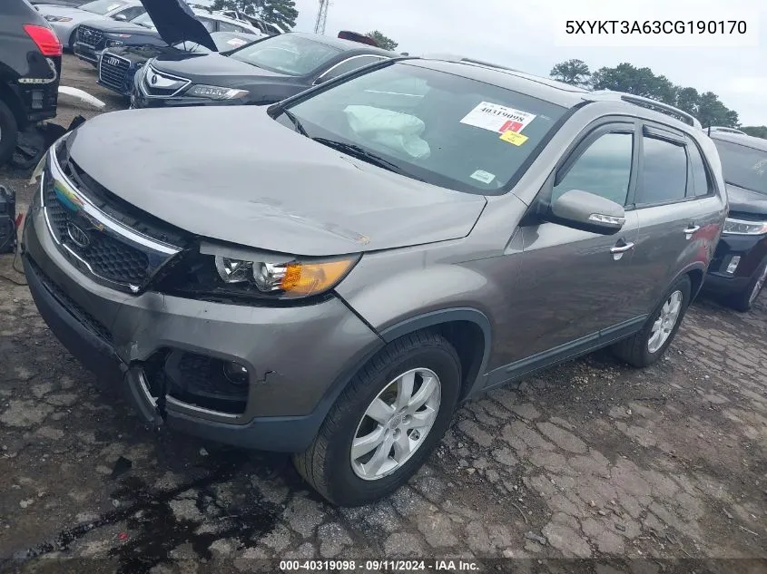 5XYKT3A63CG190170 2012 Kia Sorento Lx