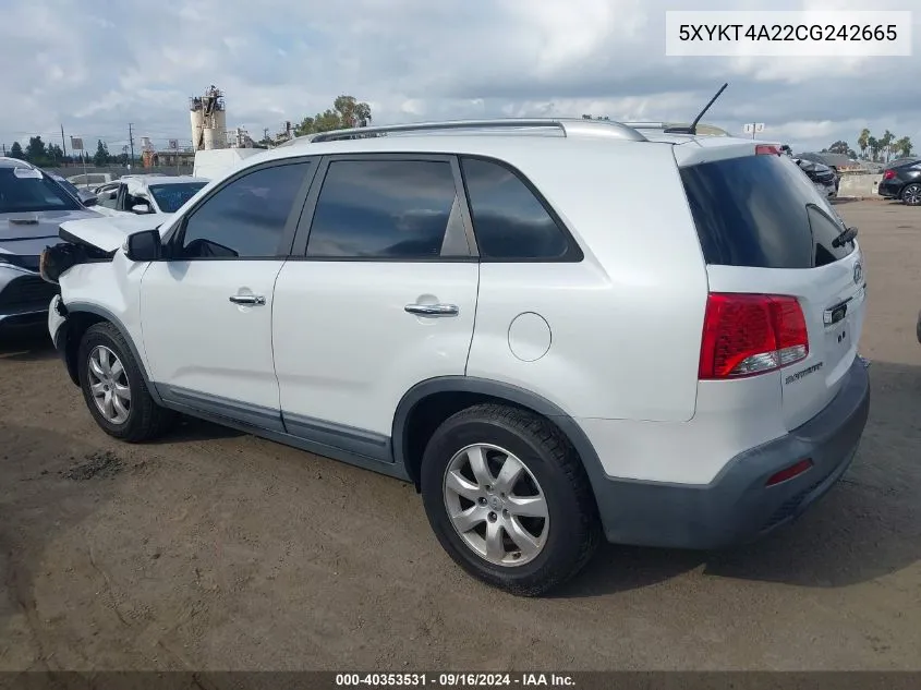 5XYKT4A22CG242665 2012 Kia Sorento Lx V6