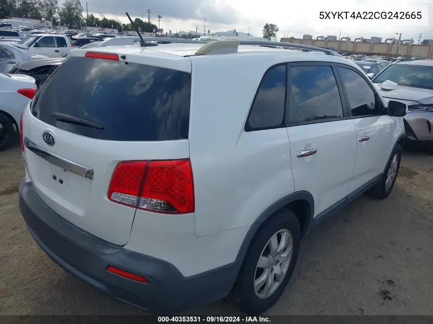 5XYKT4A22CG242665 2012 Kia Sorento Lx V6