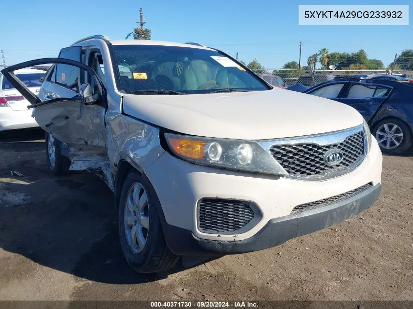 2012 Kia Sorento Lx V6 VIN: 5XYKT4A29CG233932 Lot: 40371730