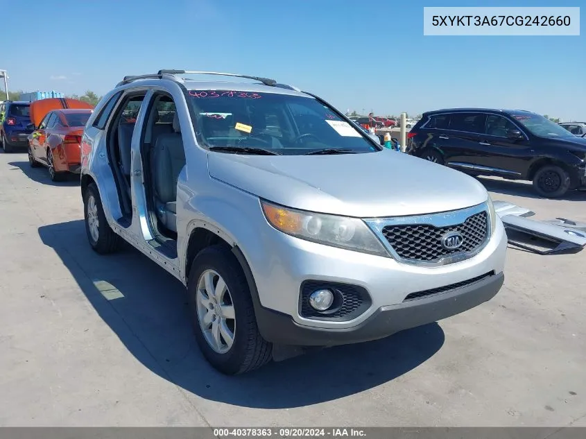 2012 Kia Sorento Lx VIN: 5XYKT3A67CG242660 Lot: 40378363