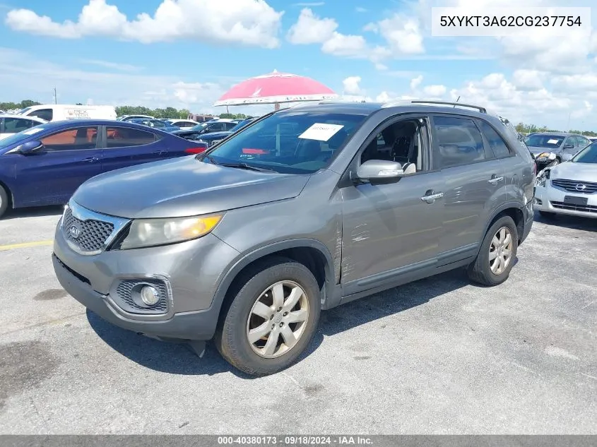 2012 Kia Sorento Lx VIN: 5XYKT3A62CG237754 Lot: 40380173