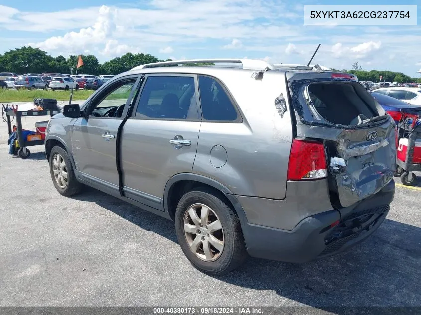 2012 Kia Sorento Lx VIN: 5XYKT3A62CG237754 Lot: 40380173