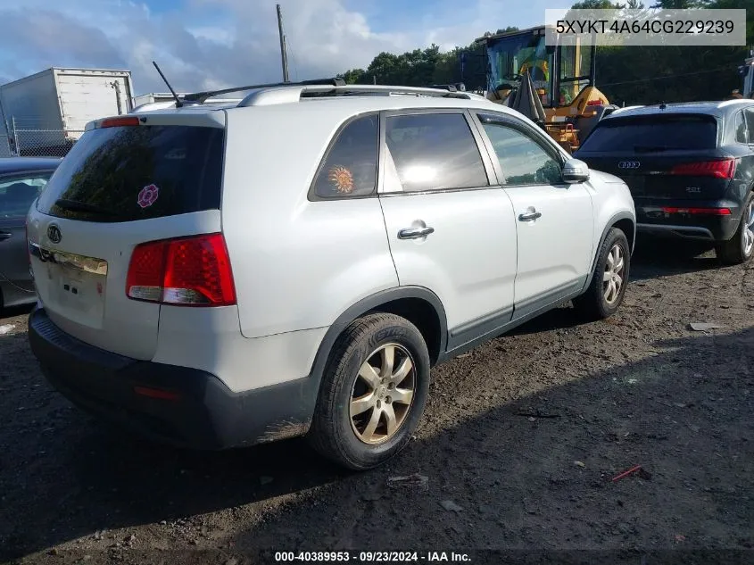 2012 Kia Sorento Lx VIN: 5XYKT4A64CG229239 Lot: 40389953