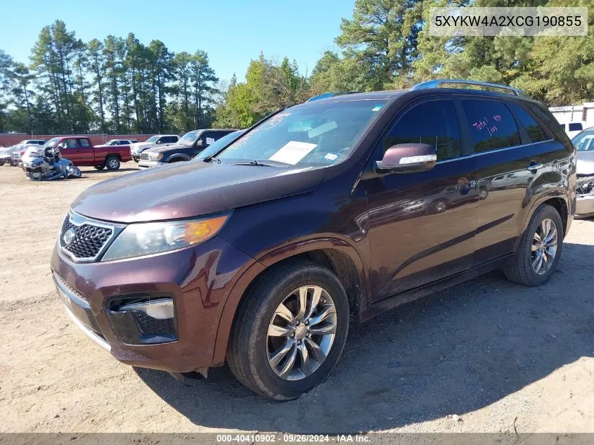 2012 Kia Sorento Sx VIN: 5XYKW4A2XCG190855 Lot: 40410902