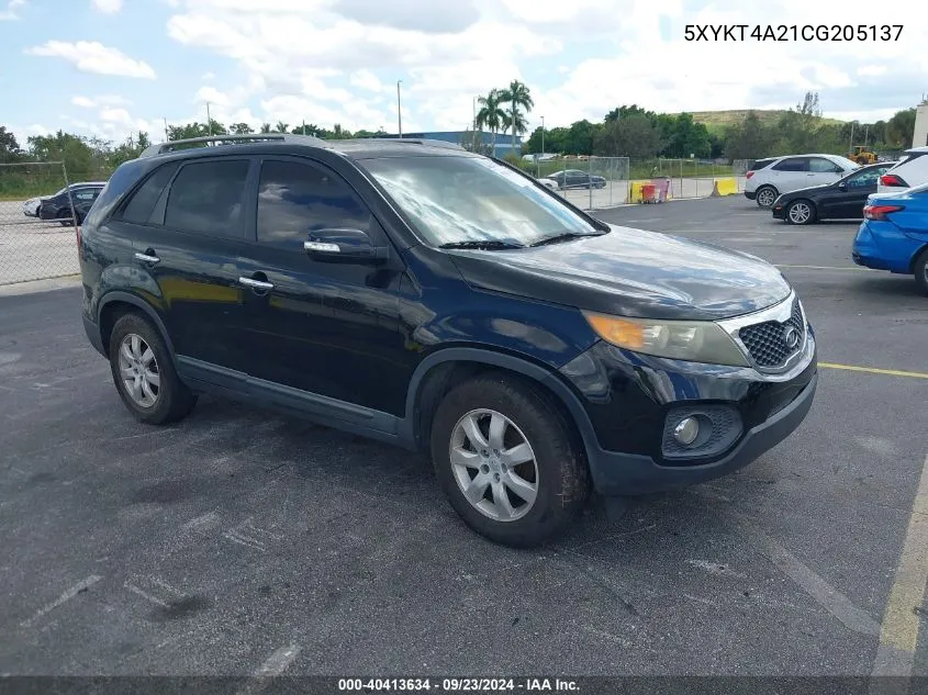 2012 Kia Sorento Lx V6 VIN: 5XYKT4A21CG205137 Lot: 40413634