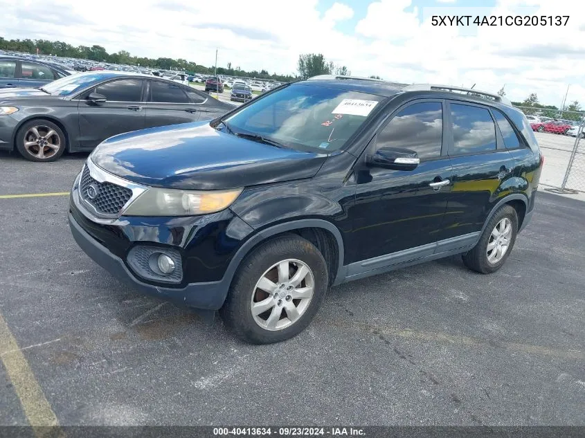 2012 Kia Sorento Lx V6 VIN: 5XYKT4A21CG205137 Lot: 40413634