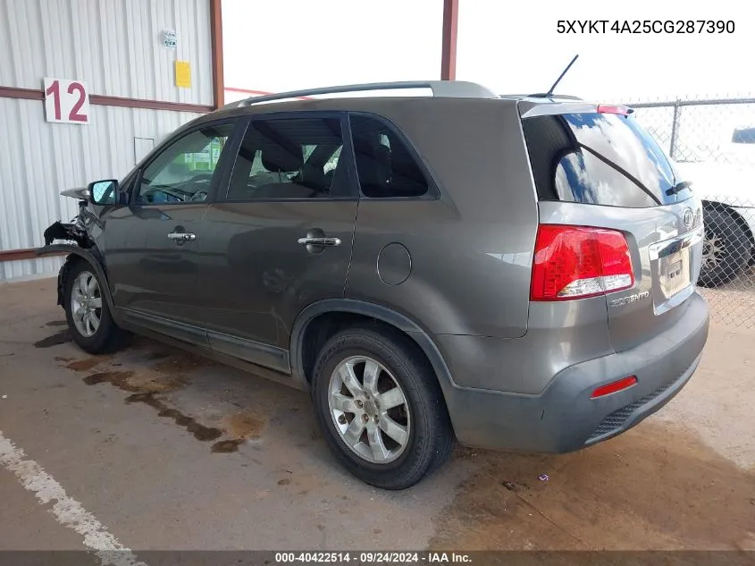 2012 Kia Sorento Lx VIN: 5XYKT4A25CG287390 Lot: 40422514