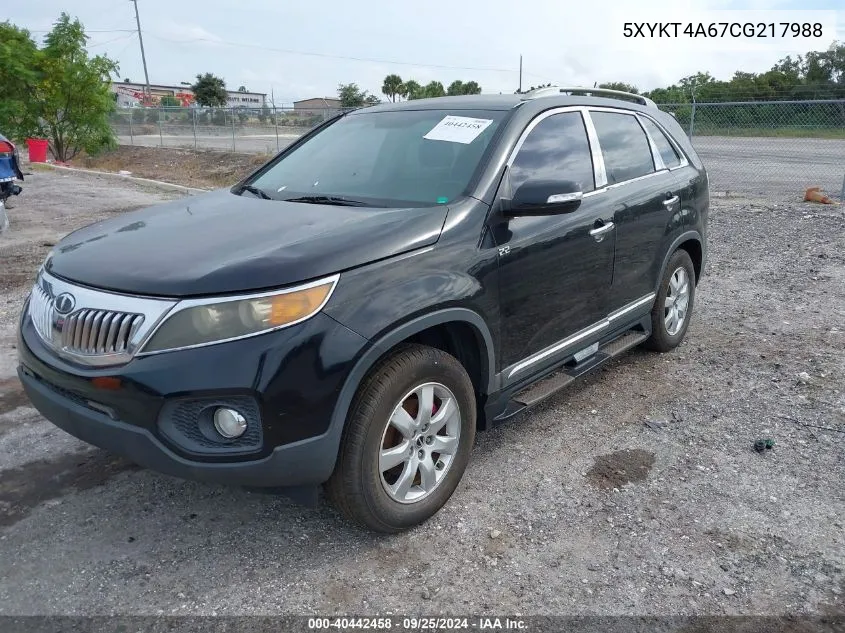 2012 Kia Sorento Lx VIN: 5XYKT4A67CG217988 Lot: 40442458