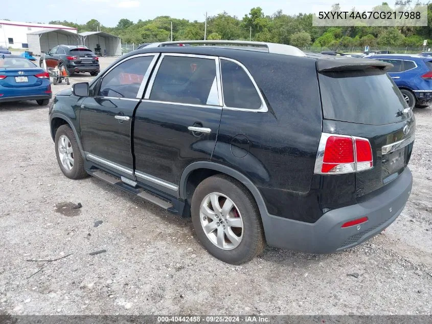 2012 Kia Sorento Lx VIN: 5XYKT4A67CG217988 Lot: 40442458