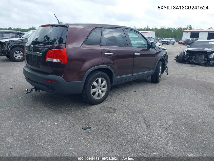 2012 Kia Sorento Lx VIN: 5XYKT3A13CG241624 Lot: 40449173