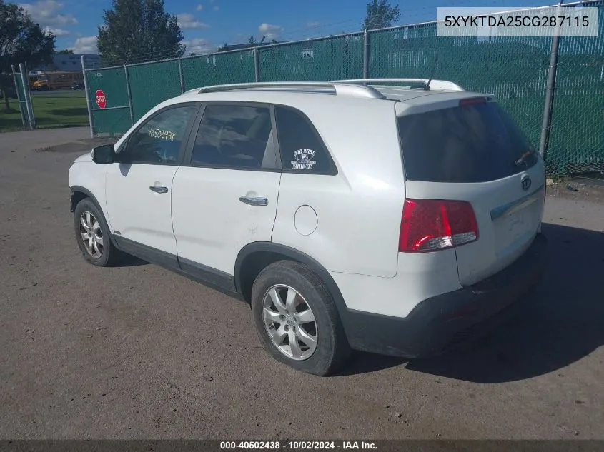 2012 Kia Sorento Lx V6 VIN: 5XYKTDA25CG287115 Lot: 40502438