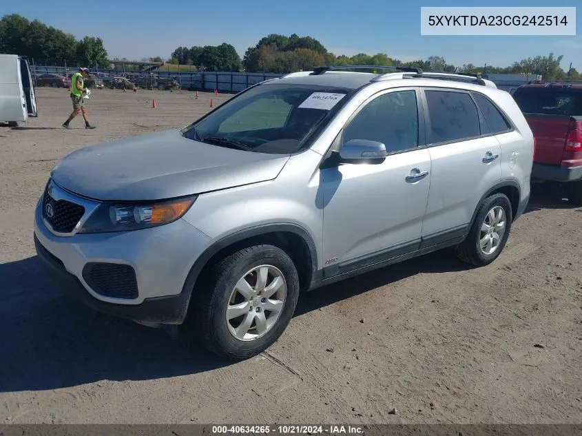 5XYKTDA23CG242514 2012 Kia Sorento Lx V6