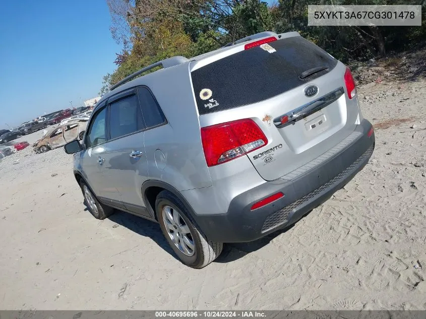 2012 Kia Sorento Lx VIN: 5XYKT3A67CG301478 Lot: 40695696