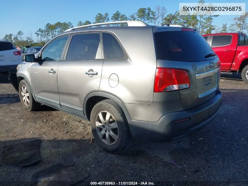 2012 Kia Sorento Lx V6 VIN: 5XYKT4A28CG296875 Lot: 40738963