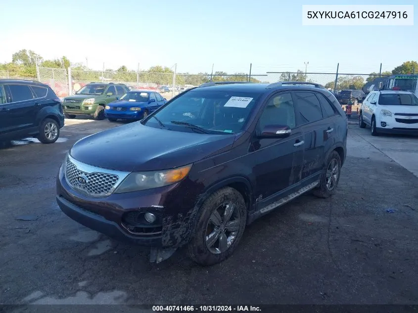 2012 Kia Sorento Ex VIN: 5XYKUCA61CG247916 Lot: 40741466