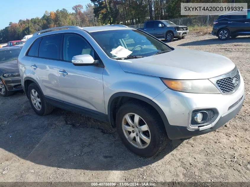 2012 Kia Sorento Lx V6 VIN: 5XYKT4A20CG199332 Lot: 40758896