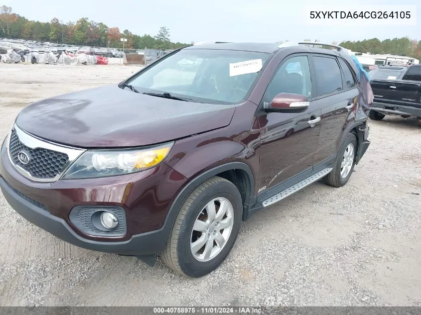 2012 Kia Sorento Lx VIN: 5XYKTDA64CG264105 Lot: 40758975