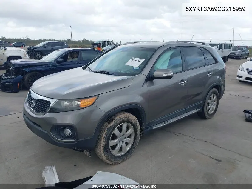 2012 Kia Sorento Lx VIN: 5XYKT3A69CG215959 Lot: 40759302