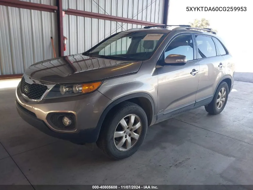 2012 Kia Sorento Lx VIN: 5XYKTDA60CG259953 Lot: 40805608