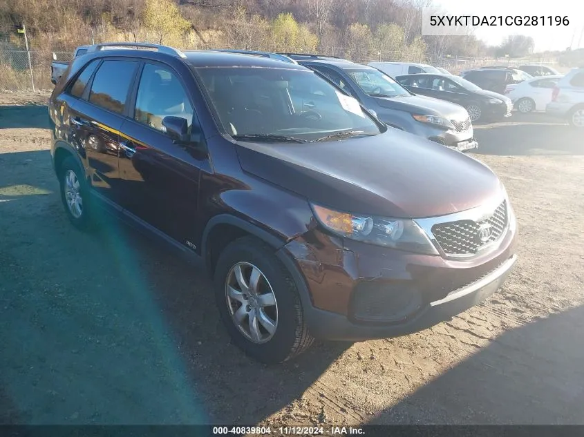 2012 Kia Sorento Lx V6 VIN: 5XYKTDA21CG281196 Lot: 40839804