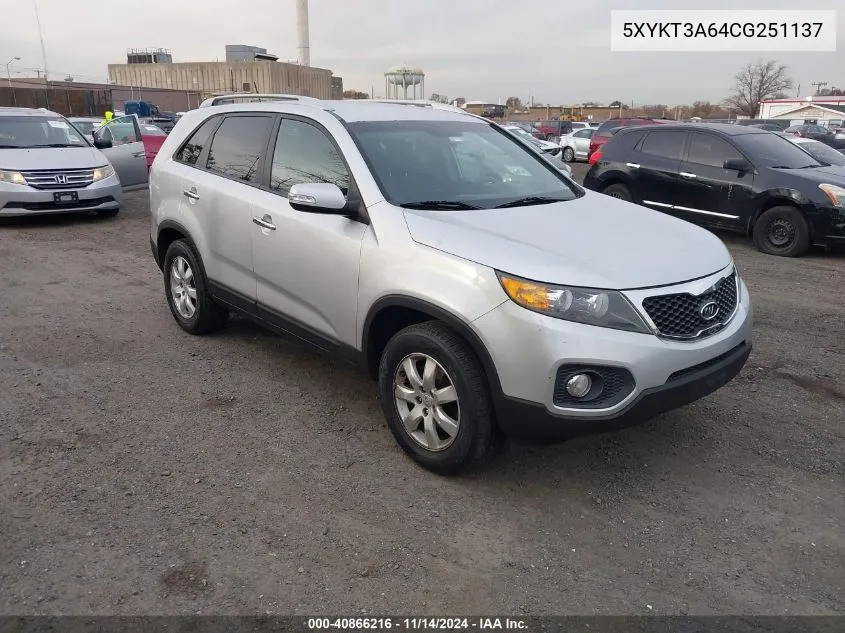 2012 Kia Sorento Lx VIN: 5XYKT3A64CG251137 Lot: 40866216