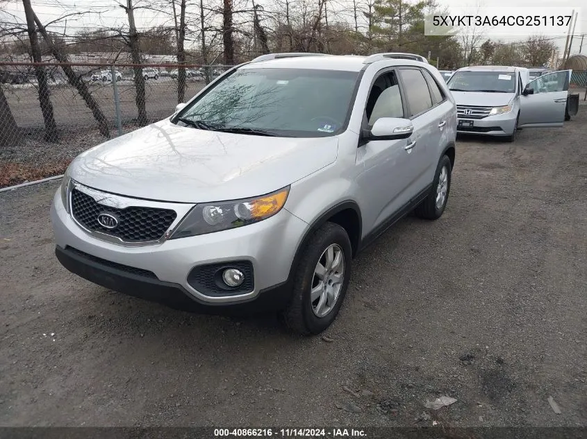 2012 Kia Sorento Lx VIN: 5XYKT3A64CG251137 Lot: 40866216