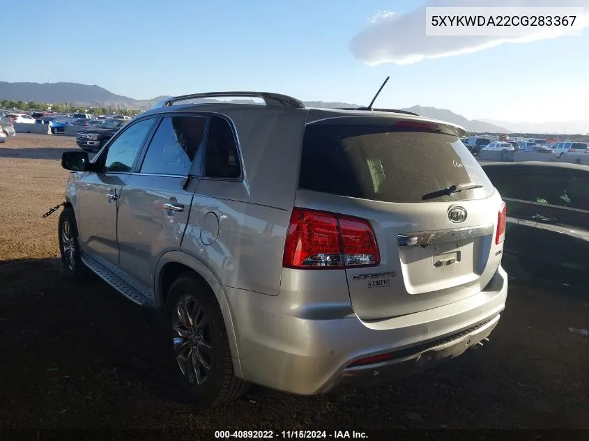 2012 Kia Sorento Sx V6 VIN: 5XYKWDA22CG283367 Lot: 40892022