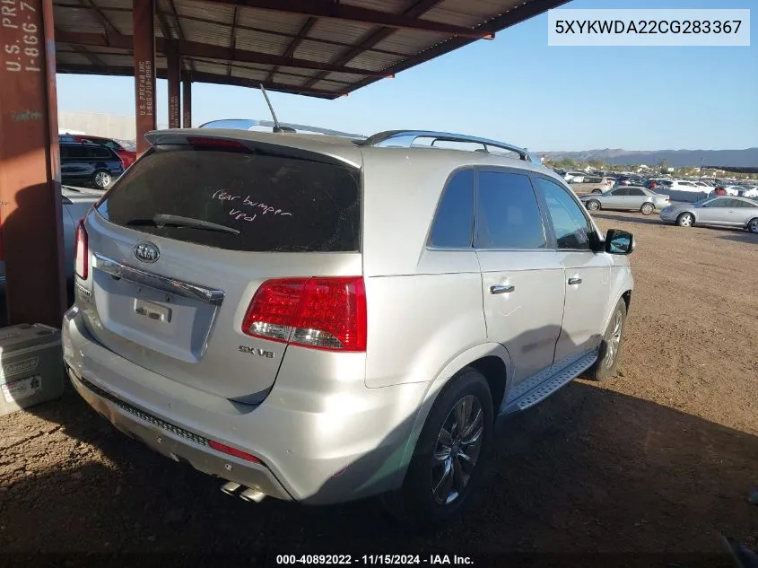 2012 Kia Sorento Sx V6 VIN: 5XYKWDA22CG283367 Lot: 40892022