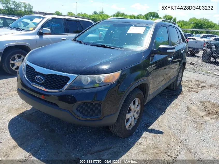 5XYKT4A28DG403232 2013 Kia Sorento Lx V6