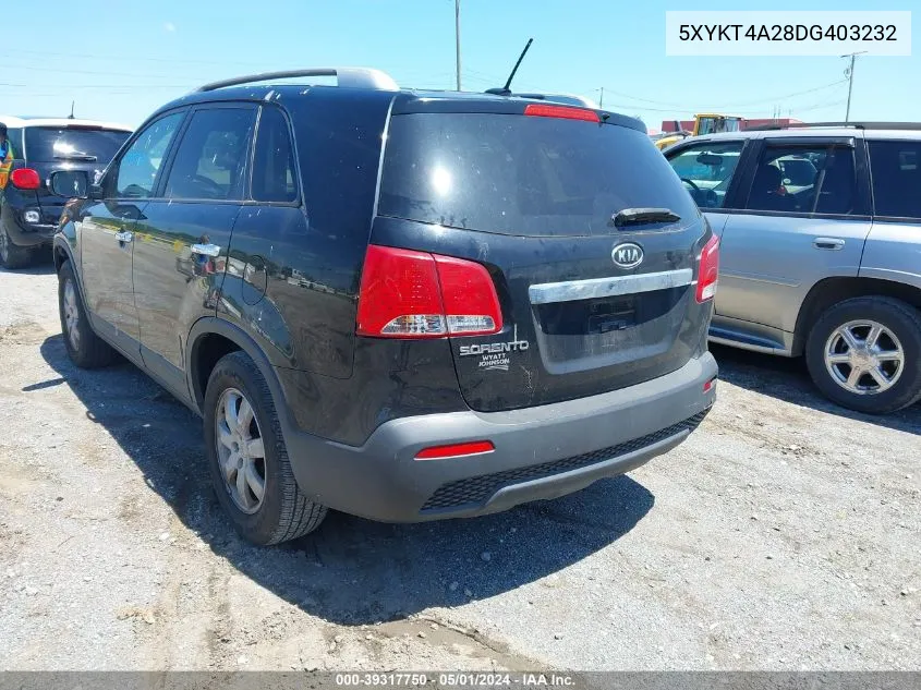 5XYKT4A28DG403232 2013 Kia Sorento Lx V6