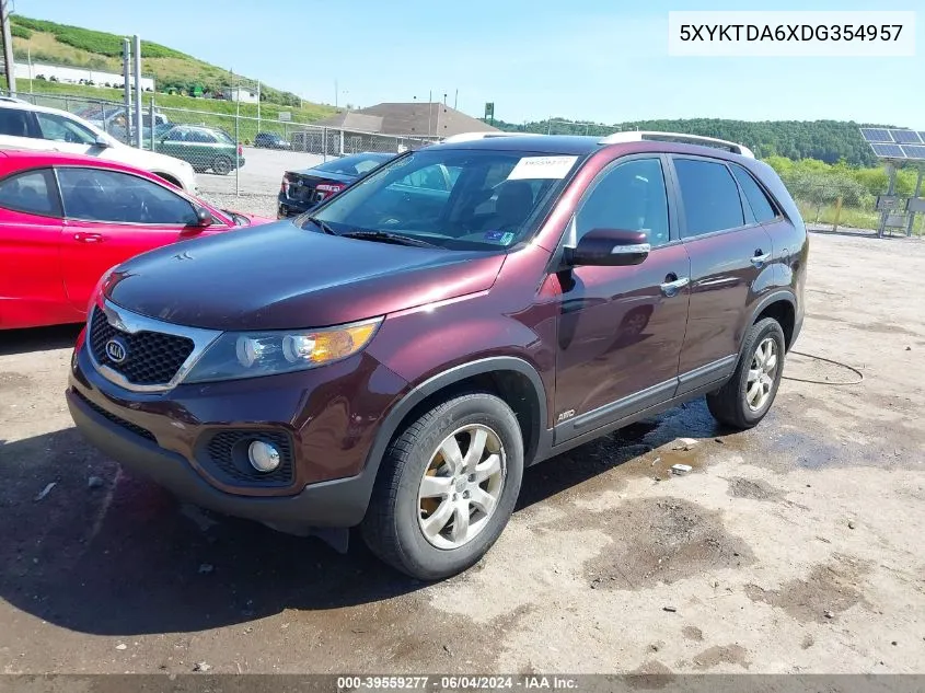 2013 Kia Sorento Lx VIN: 5XYKTDA6XDG354957 Lot: 39559277