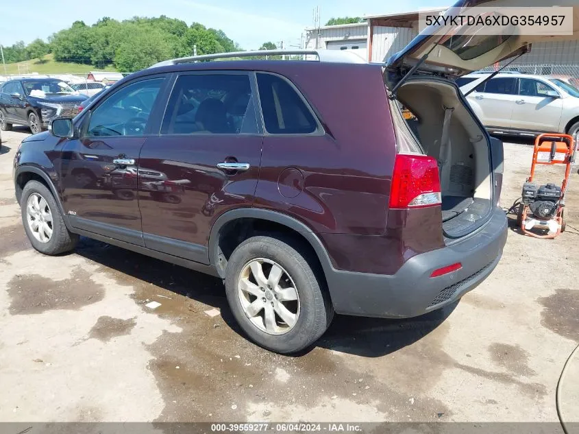 2013 Kia Sorento Lx VIN: 5XYKTDA6XDG354957 Lot: 39559277